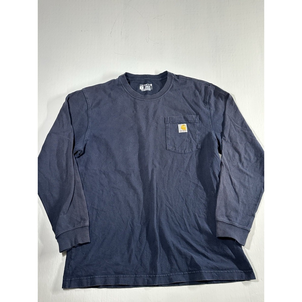 Carhartt Workwear Pocket Long Sleeve Shirt Loose Fit Navy Blue Medium
